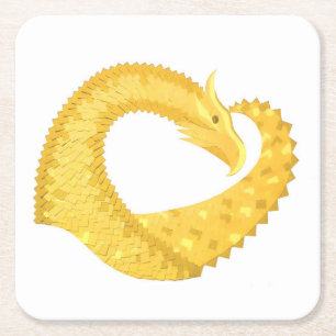 Gelber Herzdrache Rechteckiger Pappuntersetzer