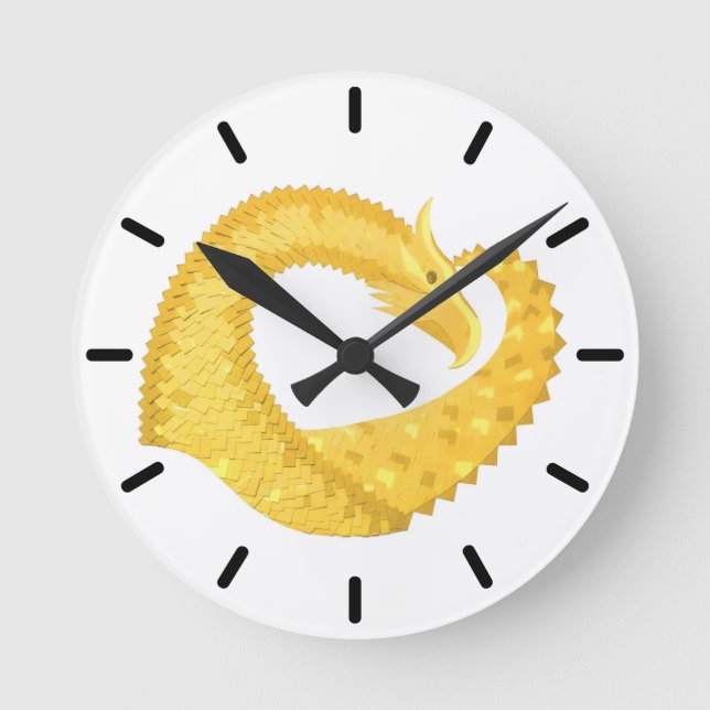 Gelber Herzdrache Runde Wanduhr (Vorderseite)