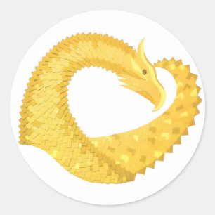 Gelber Herzdrache Runder Aufkleber
