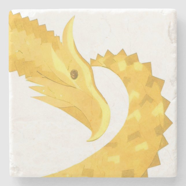 Gelber Herzdrache Steinuntersetzer (Vorderseite)