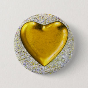 Gelber Herzwandhintergrund Button
