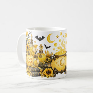 Gelber Hexenkessel & Tränke Halloween-Tasse Kaffeetasse