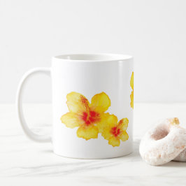 Gelber Hibiskus hawaiianische Blume Kaffeetasse
