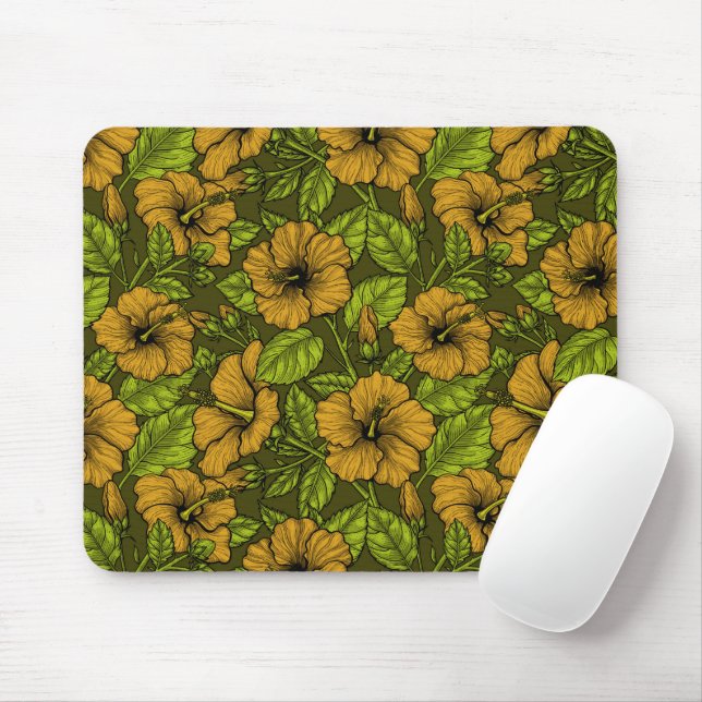Gelber Hibiskus Mousepad (Mit Mouse)