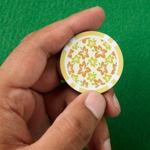 Gelber Hibiskus, orangefarbener Hibiskus, Blumenmu Pokerchips