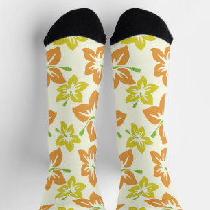 Gelber Hibiskus, orangefarbener Hibiskus, Blumenmu Socken