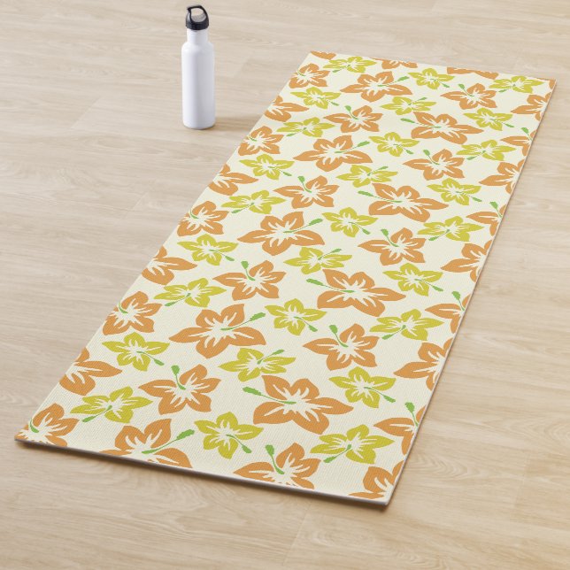 Gelber Hibiskus, orangefarbener Hibiskus, Blumenmu Yogamatte (Beispiel)