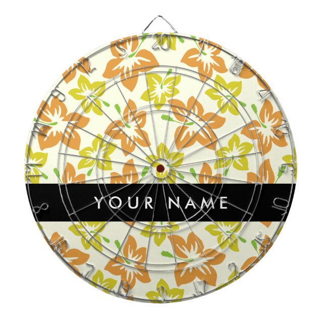 Gelber Hibiskus, orangefarbener Hibiskus, Ihr Name Dartscheibe (vorne)