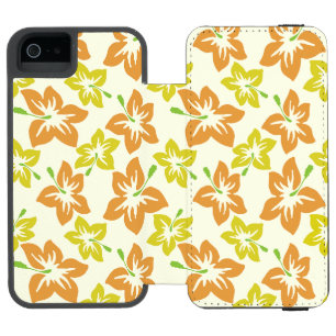 Gelber Hibiskus, Oranger Hibiskus, Blumenmuster Incipio Watson™ iPhone 5 Geldbörsen Hülle