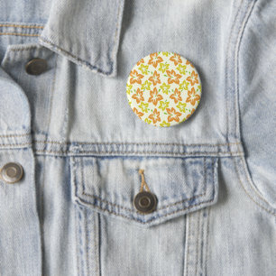 Gelber Hibiskus, Oranger Hibiskus, Florales Muster Button