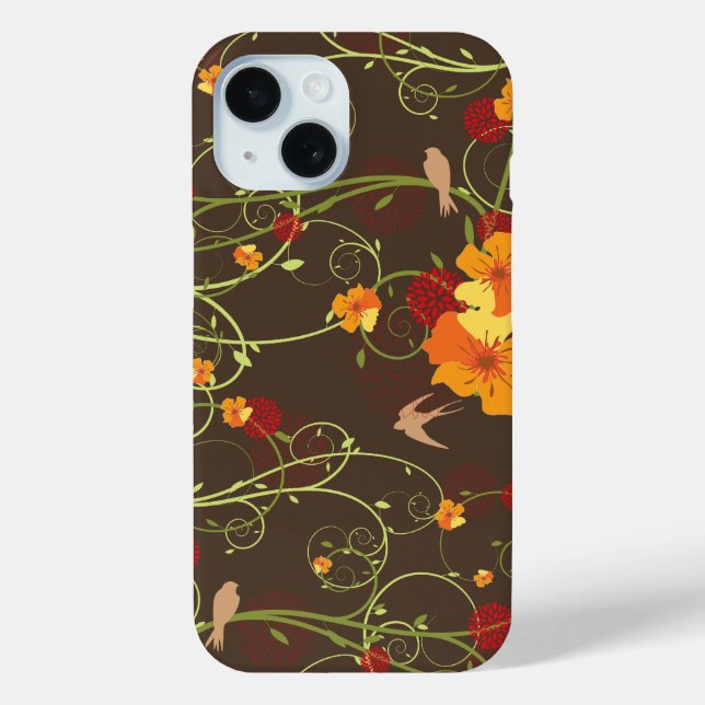 Gelber Hibiskus & Schwalben Eleganter Blumengarten Case-Mate iPhone Hülle (Rückseite)