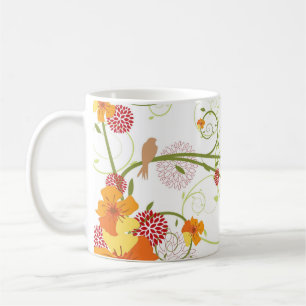 Gelber Hibiskus & Schwalben Eleganter Blumengarten Kaffeetasse