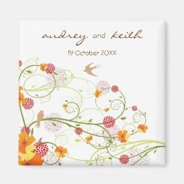 Gelber Hibiskus & Schwalben Hochzeit speichern das Magnet