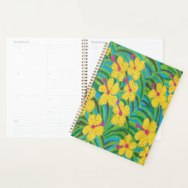 Gelber Hibiskus Tropenschrift Planer