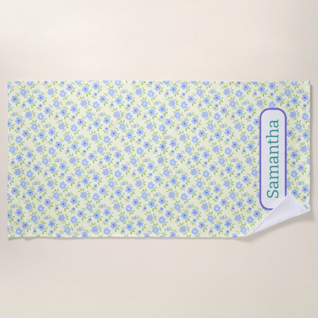 Gelber Hintergrund Happy Blume Strandtuch (Vorderseite)