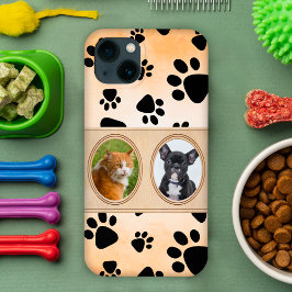 Gelber Hintergrund mit Pfoten, benutzerdefiniertes Case-Mate iPhone Hülle