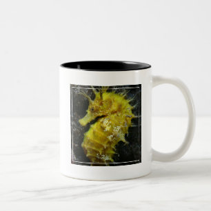Gelber Hippokamp Guttulatus des Seepferd- Zweifarbige Tasse