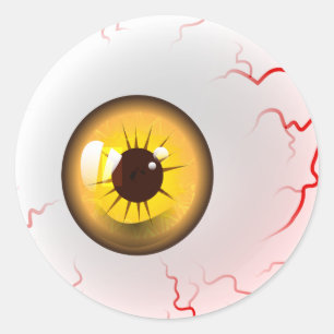 Gelber Horror Eyeball Runder Aufkleber