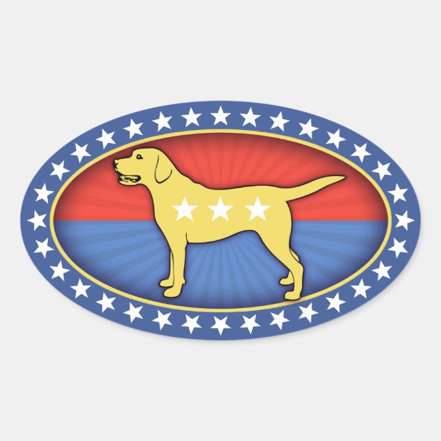Gelber Hund Ovaler Aufkleber (Vorderseite)