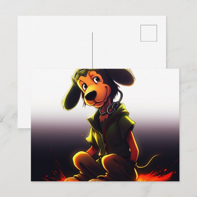 Gelber Hund Postkarte (Vorne/Hinten)
