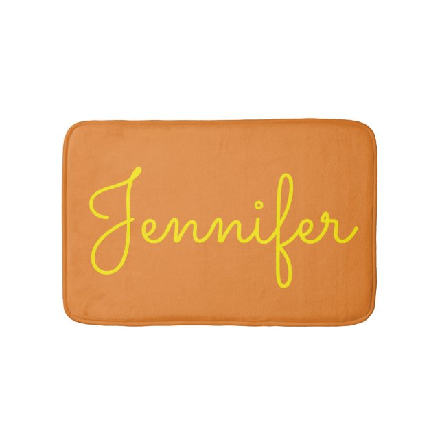 Gelber Individuelle Name für Orangenbadematte Badematte (Vorderseite)