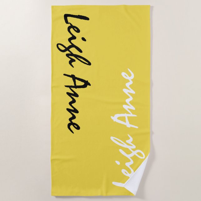 Gelber Individuelle Name Personalisiert Beach Hand Strandtuch (Vorderseite)