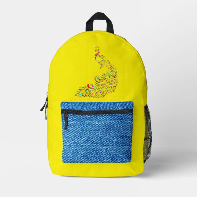 Gelber Jeak Bedruckter Rucksack (Vorderseite)