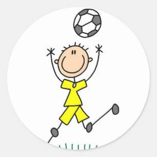 Gelber Jungen-Fußball-Aufkleber Runder Aufkleber