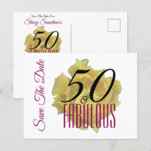 Gelber Kaktus Blume 50 und flüssig Save the Date