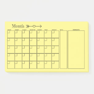 Gelber Kalender Monatsplaner Post-it Klebezettel