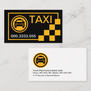 Gelber Karo Box Taxifahrer Visitenkarte