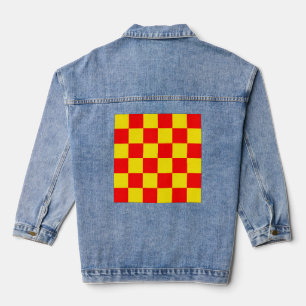 Gelber Karo Prüfmuster-Design Jeansjacke