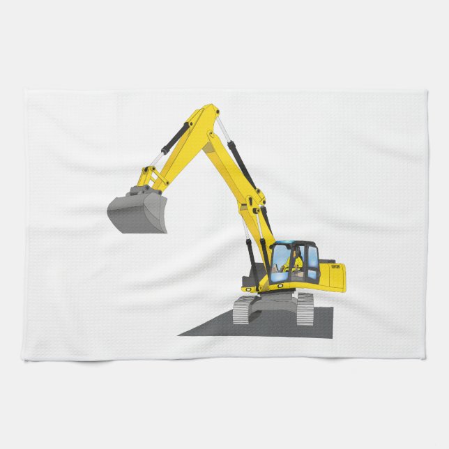 gelber Kettenbagger Handtuch (Horizontal)