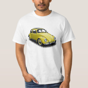 Gelber Klassischer Käfer auf weißem T-Shirt