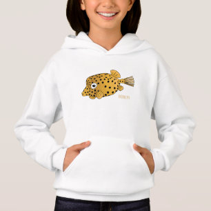 Gelber Kofferfisch Cartoon-Illustration Hoodie