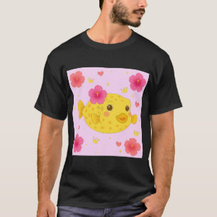 Gelber Kofferfisch und Hibiskus - Pink T-Shirt