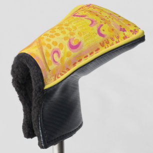 Gelber Korallen-Monde-Abstrakt-Lack-Golf-Schlagloc Golf Headcover