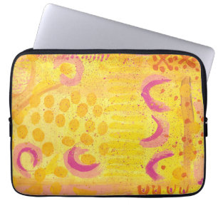 Gelber Korallenmond Abstract Paint Laptop-Hülle Laptopschutzhülle