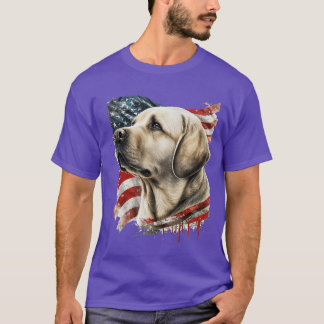 Gelber Lab mit amerikanischen Flaggenfreunden T-Shirt