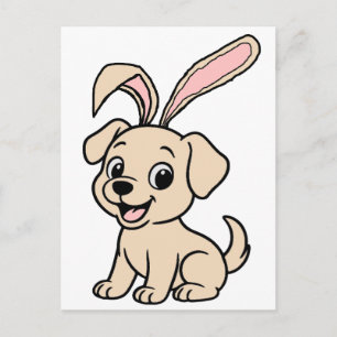 Gelber Lab Osterhase Cartoon Postkarte