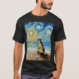 Gelber Lab Sternennacht Strand Sonnenuntergang Lab T-Shirt
