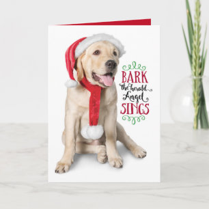 Gelber Lab Welpe mit Santa Hut - Labby Feiertage! Feiertagskarte