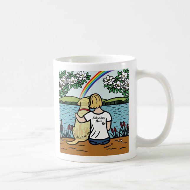 Gelber Labrador Engel und Mama Blonde S Kaffeetasse (Rechts)