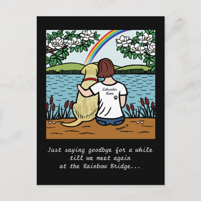 Gelber Labrador Engel und Mama Brown Postkarte (Vorderseite)