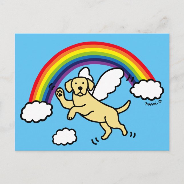 Gelber Labrador Guardian Engel (Rainbow Bridge) Postkarte (Vorderseite)