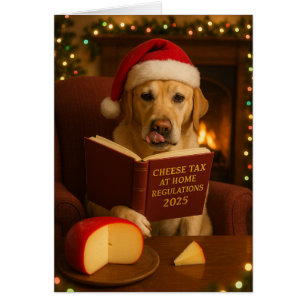 Gelber Labrador 'Käse-Steuer' Weihnachtskarte