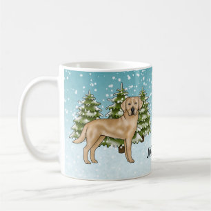 Gelber Labrador Retriever Blau Winter Benutzerdefi Kaffeetasse