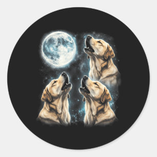 Gelber Labrador Retriever heult zum Mond Retro Runder Aufkleber