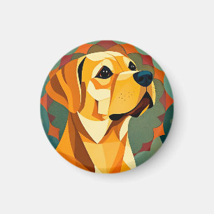 Gelber Labrador Retriever Hund Geometrische Kunst Magnet