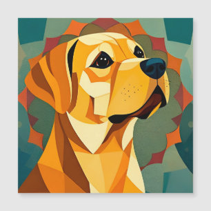 Gelber Labrador Retriever Hund Geometrische Kunst Magnetkarte